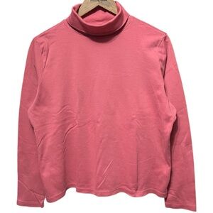 plain blank faded red pink L.L. Bean mock neck turtleneck long sleeve shirt top